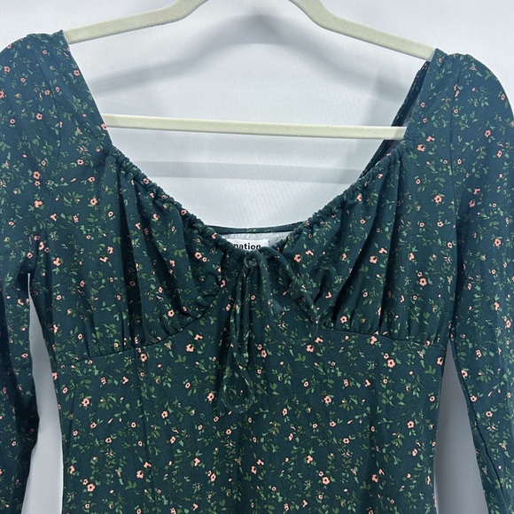 Reformation Anjeline Coriander Green Floral Long Sleeve Mini Dress Small - Picture 4 of 6